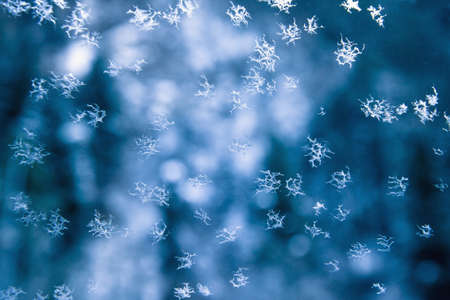 frozen glass background, romantic blue tone pictureの写真素材