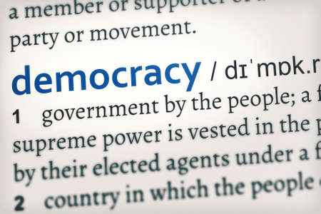 democracy blue word, focus on the concept (this version is in a different color)の写真素材