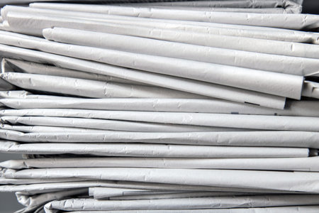 closeup of old newspapers, background / texture of print information