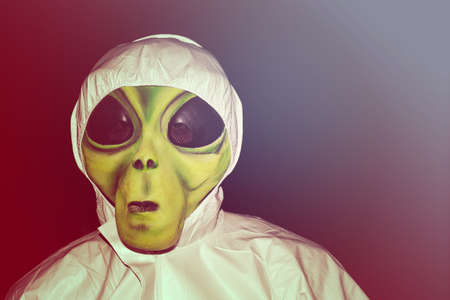 alien mask, scary halloween costumeの写真素材