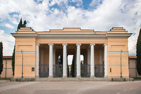 Historical italian cemetery. Main entrance of "San Vito cemetery" in Udine, Italyのeditorial素材