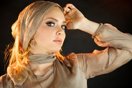 Blonde model seriousの写真素材