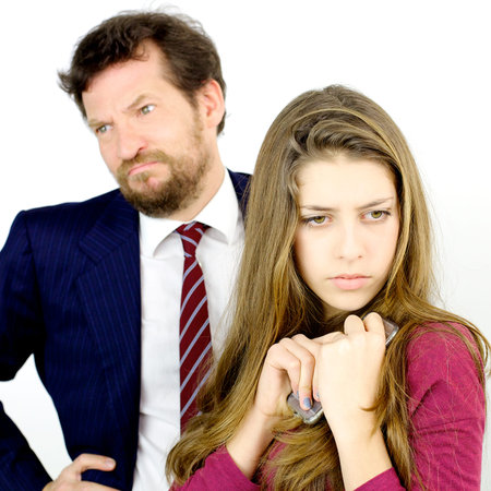sad girl not willing to listen father