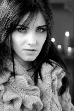 Gorgeous young lady with coatの写真素材