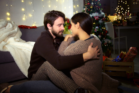 Happy couple in love for Christmasの写真素材