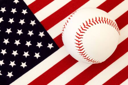 An American Game: American flag & baseballの写真素材