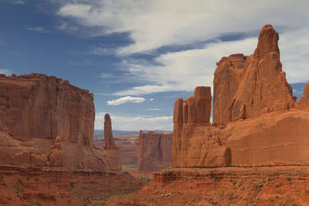 Attraction of Park Avenue red sandstone monument scenic at Arches National Park in Utahの写真素材