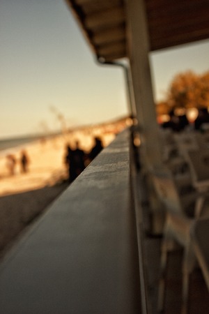 External wooden handrailの写真素材