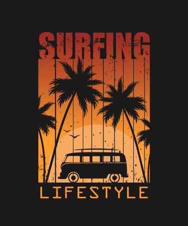 Print For T-shirt.Surfing. Lifestyle. Grunge Vector illustration