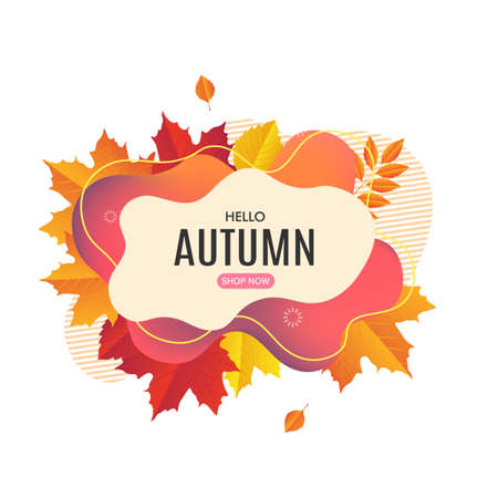 Fall sale banner design. Autumn sale sticker template. Promo badge. Vector illustrationのイラスト素材