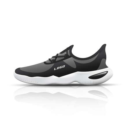 Realistic Sport running sneakers for training and fitness on white background.High Quality Vector illustrationのイラスト素材