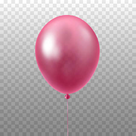 Pink balloon isolated on transparent background. 3D Vector illustration of celebration, party balloonsのイラスト素材