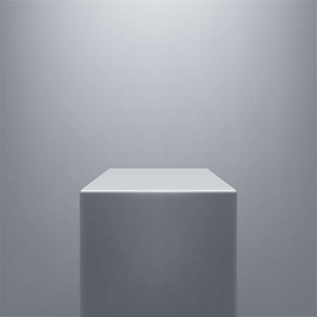 Abstract simple realistic gray pedestal template. Perfect for your projects. On gray background. Vector illustrationのイラスト素材