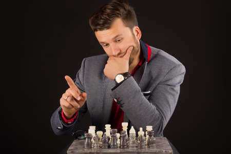 man playing chessの写真素材