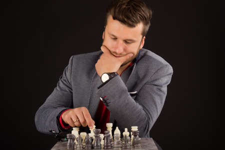 man playing chessの写真素材