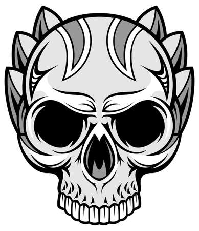 vector artistic skull on gray based のイラスト素材