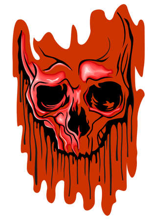 skull illustration in the bloodstain のイラスト素材