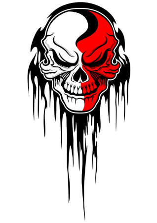 red white skull with splatter background のイラスト素材