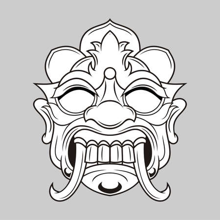 illustration of black white classic mask のイラスト素材