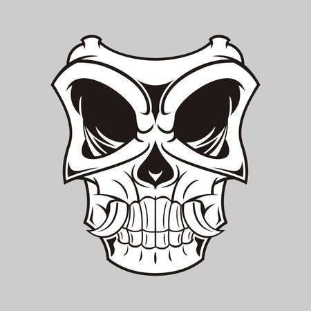illustration of black white horror mask のイラスト素材