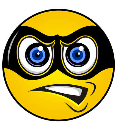 funny yellow smiley with black maskのイラスト素材
