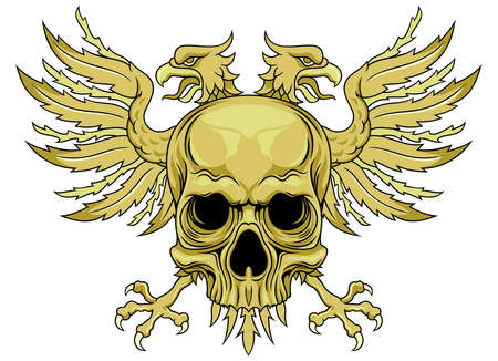 skull with double headed eagleのイラスト素材