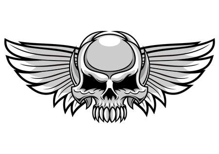 gray skull with spreading wingsのイラスト素材