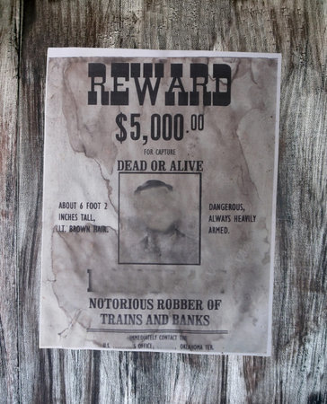 wanted danger man details. old robber of banks, vintage paper texture