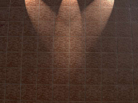 focus on center. abstract red brick wall, square framed construction detailsの写真素材