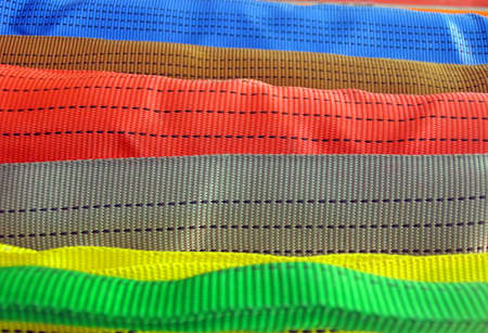 focus on center line  new colorful belt diversity  macro closeup textile texture conceptの写真素材
