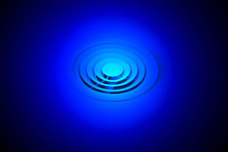 focus on center  magic light over plastic ventlator grid, science details