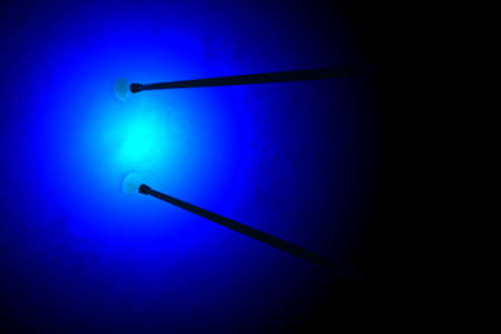 magic blue light near few alpine canes, unknown science detailsの写真素材