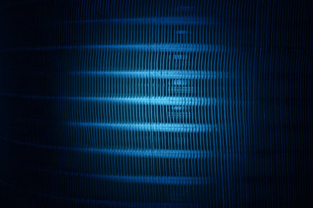magic blue light on metal grid, unknown science details