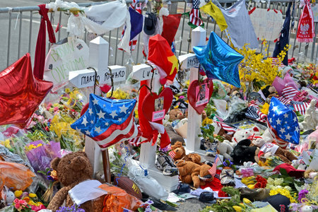 BOSTON - APR 20: Memorial on Boylston Street in Boston, USA on April 20, 2013. More 23300 runners...