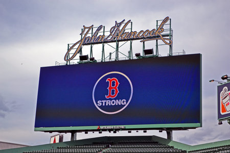 BOSTON - APR 20: Boston Strong message in Fenway Park, oldest professional sports venue in the...