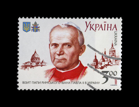 UKRAINE - CIRCA 2001  Pope John Paul II in Ukraine, circa 2001 のeditorial素材