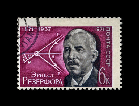USSR - CIRCA 1971: cancelled stamp printed in the USSR, shows famous scientist, British physicist...