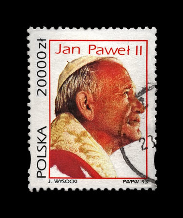 POLAND - CIRCA 1993: canceled stamp printed in Poland shows famous religion leader Pope John Paul...