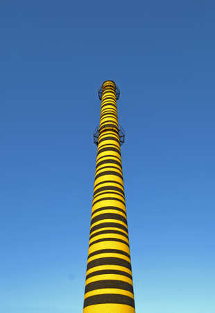 high yellow striped industrial pipe, modern environment diversityの写真素材