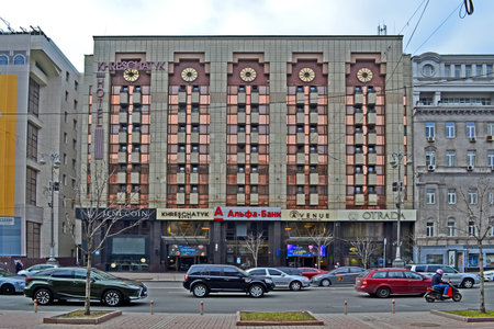 Khreschatyk hotel on March 31, 2021 in Kiev, Ukraine. It has 135 rooms for tourists.のeditorial素材