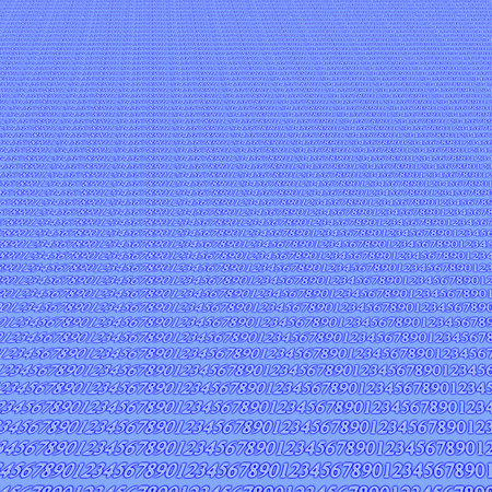 many different decimal numbers (database records) isolated on blue background. Heap of backup data...