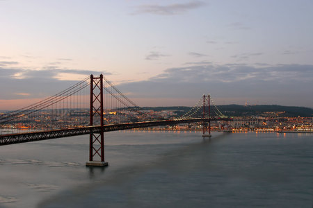Bridge and tagus river with view over Lisbon
