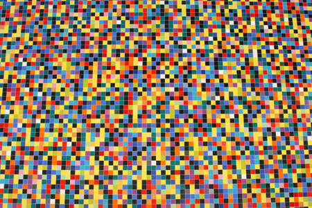 wide perspective of colorful mosaic tiles pattern on a wallの写真素材