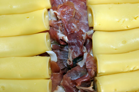 cheese rolls and hamの写真素材