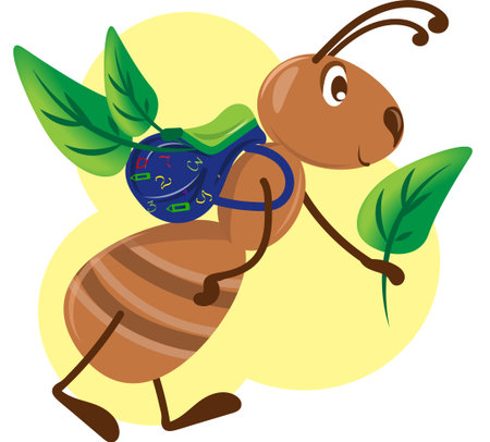 Ant with a bag over his shouldersのイラスト素材