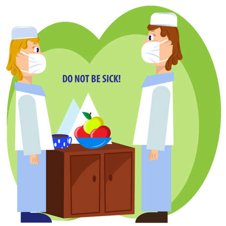 Do not be sick and eat fruit. For healthcare design and medicine.のイラスト素材