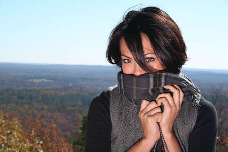 Sexy Woman In Fall fashion Outdoorsの写真素材