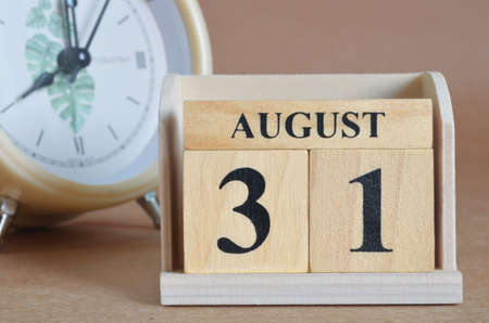 August 31, Cover design with clock in natural concept.の写真素材