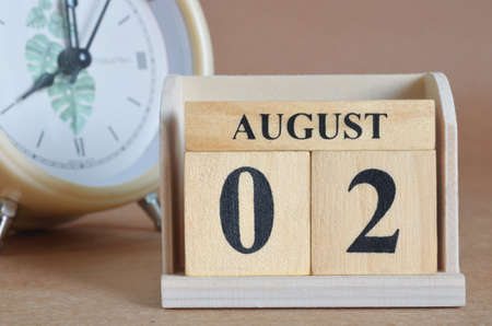 August 2, Cover design with clock in natural concept.の写真素材