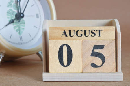 August 5, Cover design with clock in natural concept.の写真素材